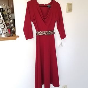 Cowl Neck Red Dress